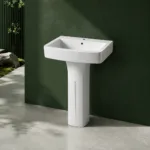 VONDDW 470x610x810mm Glossy White Space Saving Classic Floorstanding Ceramic Pedestal Basin Sink (1) VONDDW 470x610x810mm Glossy White Space Saving Classic Floorstanding Ceramic Pedestal Basin Sink