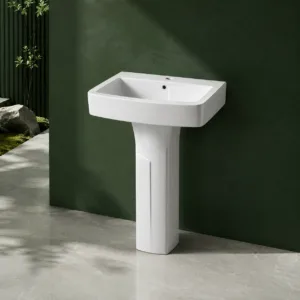VONDDW 470x610x810mm Glossy White Space Saving Classic Floorstanding Ceramic Pedestal Basin Sink (1) VONDDW 470x610x810mm Glossy White Space Saving Classic Floorstanding Ceramic Pedestal Basin Sink