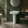 VONDDW 470x610x810mm Glossy White Space Saving Classic Floorstanding Ceramic Pedestal Basin Sink