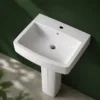 VONDDW 470x610x810mm Glossy White Space Saving Classic Floorstanding Ceramic Pedestal Basin Sink