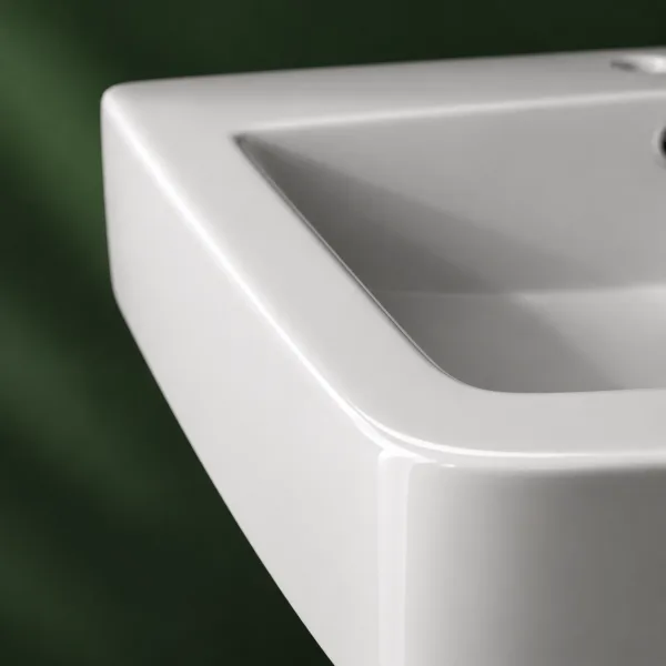 VONDDW 470x610x810mm Glossy White Space Saving Classic Floorstanding Ceramic Pedestal Basin Sink