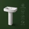 VONDDW 470x610x810mm Glossy White Space Saving Classic Floorstanding Ceramic Pedestal Basin Sink