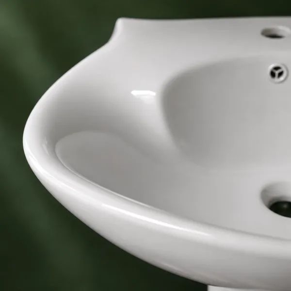 VONDDW 510x660x935mm Glossy White Unique Twisted Column Luxury Floorstanding Ceramic Pedestal Basin Sink