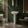 VONDDW 510x660x935mm Glossy White Unique Twisted Column Luxury Floorstanding Ceramic Pedestal Basin Sink