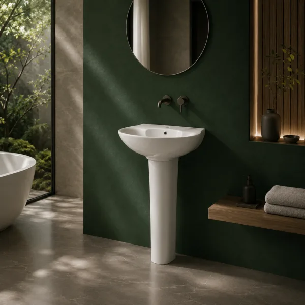 VONDDW 490x700x845mm Glossy White Graceful Curved Rim Vintage Floorstanding Ceramic Pedestal Basin Sink (4) VONDDW 490x700x845mm Glossy White Graceful Curved Rim Vintage Floorstanding Ceramic Pedestal Basin Sink