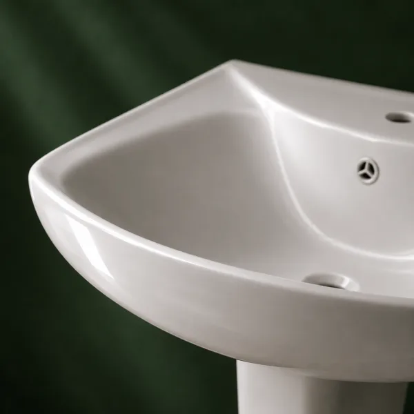 VONDDW 505x655x830mm Glossy White Wave Edge Modern Floorstanding Ceramic Pedestal Basin Sink (1) VONDDW 505x655x830mm Glossy White Wave Edge Modern Floorstanding Ceramic Pedestal Basin Sink