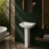 VONDDW 505x655x830mm Glossy White Wave Edge Modern Floorstanding Ceramic Pedestal Basin Sink (2) VONDDW 505x655x830mm Glossy White Wave Edge Modern Floorstanding Ceramic Pedestal Basin Sink