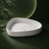 VONDDW 560x385x140mm Glossy White Modern Straight Edge Oval Countertop Bathroom Basin Sink
