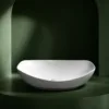 VONDDW 560x405x140mm Glossy White Luxury Curved Boat Shape Countertop Bathroom Basin Sink (1) VONDDW 560x405x140mm Glossy White Luxury Curved Boat Shape Countertop Bathroom Basin Sink