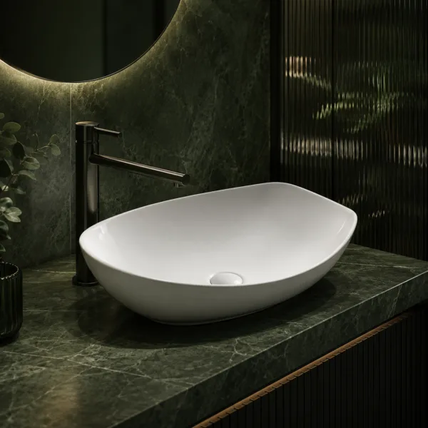 VONDDW 560x405x140mm Glossy White Luxury Curved Boat Shape Countertop Bathroom Basin Sink (4) VONDDW 560x405x140mm Glossy White Luxury Curved Boat Shape Countertop Bathroom Basin Sink