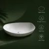VONDDW 560x405x140mm Glossy White Luxury Curved Boat Shape Countertop Bathroom Basin Sink (5) VONDDW 560x405x140mm Glossy White Luxury Curved Boat Shape Countertop Bathroom Basin Sink
