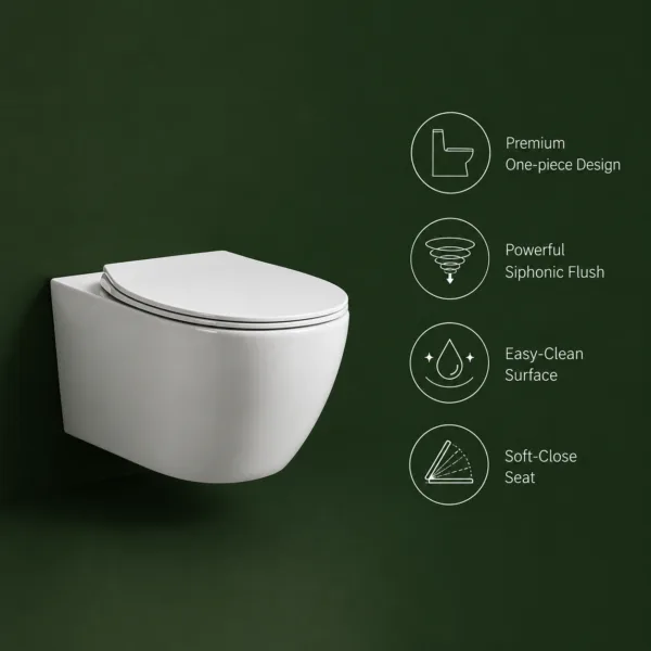 VONDDW P-Trap 180mm Rimless Tornado Flush Wall-Hung Toilet