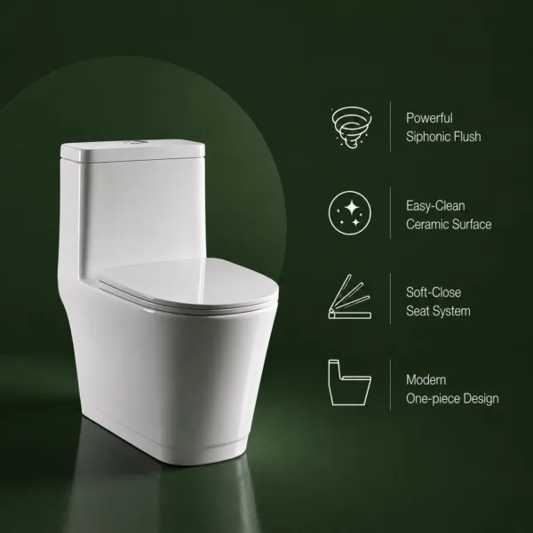 VONDDW S-Trap 300mm Modern Skirted Siphonic Flush One-piece Toilet