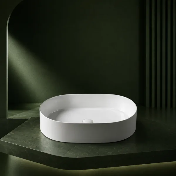 VONDDW 560x385x140mm Glossy White Modern Straight Edge Oval Countertop Bathroom Basin Sink (1) VONDDW 560x385x140mm Glossy White Modern Straight Edge Oval Countertop Bathroom Basin Sink