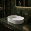 VONDDW 560x385x140mm Glossy White Modern Straight Edge Oval Countertop Bathroom Basin Sink (4) VONDDW 560x385x140mm Glossy White Modern Straight Edge Oval Countertop Bathroom Basin Sink