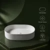VONDDW 560x385x140mm Glossy White Modern Straight Edge Oval Countertop Bathroom Basin Sink (5) VONDDW 560x385x140mm Glossy White Modern Straight Edge Oval Countertop Bathroom Basin Sink