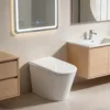 VONDDW Floor-Mounted S-Trap Minimalist Pure White Heated Seat Remote Control Luxury Intelligent Smart Toilet