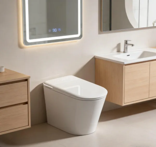 VONDDW Floor-Mounted S-Trap Minimalist Pure White Heated Seat Remote Control Luxury Intelligent Smart Toilet