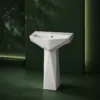 VONDDW Glossy White Fluted Twisted One-Piece Floorstanding Ceramic Pedestal Basin Sink (1) VONDDW Glossy White Fluted Twisted One-Piece Floorstanding Ceramic Pedestal Basin Sink