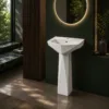 VONDDW Glossy White Fluted Twisted One-Piece Floorstanding Ceramic Pedestal Basin Sink (4) VONDDW Glossy White Fluted Twisted One-Piece Floorstanding Ceramic Pedestal Basin Sink