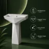 VONDDW Glossy White Fluted Twisted One-Piece Floorstanding Ceramic Pedestal Basin Sink (5) VONDDW Glossy White Fluted Twisted One-Piece Floorstanding Ceramic Pedestal Basin Sink