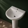 VONDDW Glossy White Geometric Octagonal Diamond One-Piece Floorstanding Ceramic Pedestal Basi VONDDW Glossy White Geometric Octagonal Diamond One-Piece Floorstanding Ceramic Pedestal Basin Sink