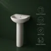 VONDDW Glossy White Geometric Octagonal Diamond One-Piece Floorstanding Ceramic Pedestal Basi (5) VONDDW Glossy White Geometric Octagonal Diamond One-Piece Floorstanding Ceramic Pedestal Basin Sink