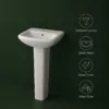 VONDDW Glossy White Sleek Cylindrical One-Piece Floorstanding Ceramic Pedestal Basin Sink (5) VONDDW Glossy White Sleek Cylindrical One-Piece Floorstanding Ceramic Pedestal Basin Sink