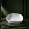 VONDDW White Modern Slanted Geometric Countertop Bathroom Basin Sink