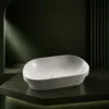 VONDDW White Modern Slanted Geometric Countertop Bathroom Basin Sink