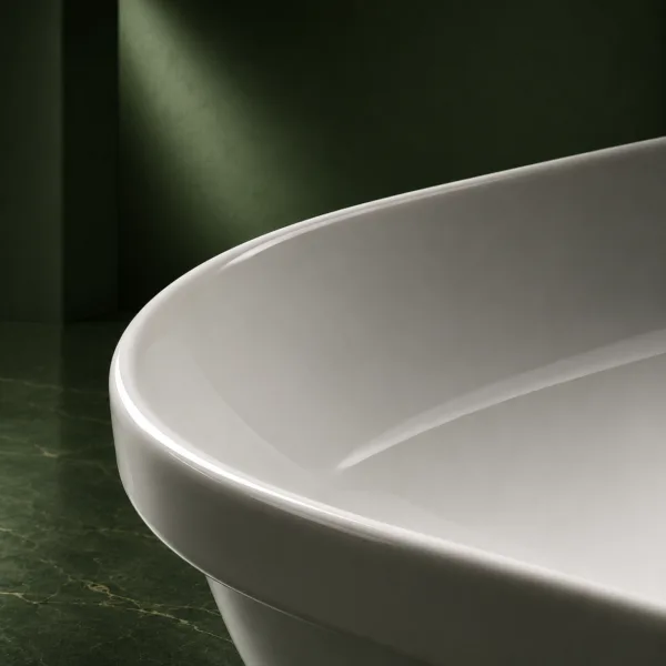 VONDDW White Modern Slanted Geometric Countertop Bathroom Basin Sink