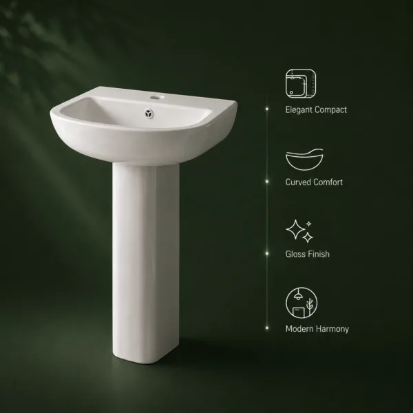 VONDDW Glossy White Tapered Square One-Piece Floorstanding Ceramic Pedestal Basin Sink (3) VONDDW Glossy White Tapered Square One-Piece Floorstanding Ceramic Pedestal Basin Sink