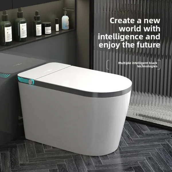 VONDDW P-Trap Digital Display Bidet Washing Heated Seat Remote Control Glossy White Intelligent Smart Toilet