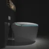 VONDDW P-Siphon, bodenmontiert, runde Toilettenschüssel, beheizbarer Sitz, Fernbedienung, glänzendes Weiß, Luxus-Smart-Toilette