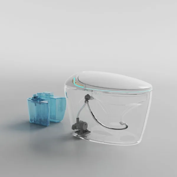 VONDDW P-Siphon, bodenmontiert, runde Toilettenschüssel, beheizbarer Sitz, Fernbedienung, glänzendes Weiß, Luxus-Smart-Toilette