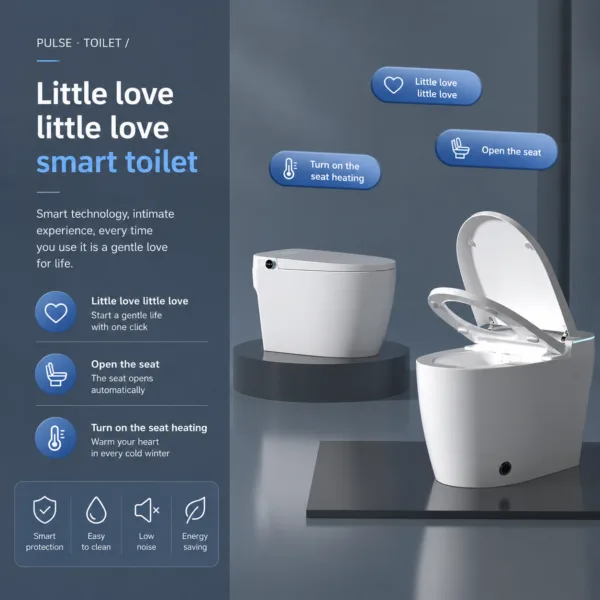 VONDDW S-Trap: WC intelligente di lusso a risparmio energetico con coperchio a chiusura ammortizzata, sciacquone automatico e finitura bianca lucida