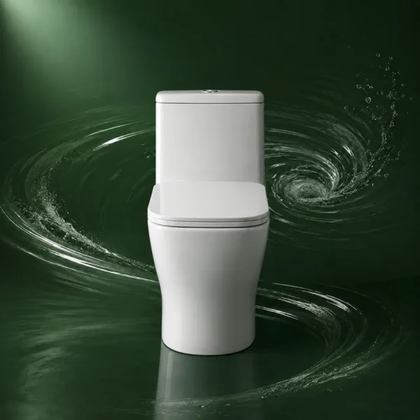 VONDDW S-trap 300mm Siphonic Fully Skirted Glossy White Diamond-Cut Geometric One-piece Ceramic Toilet (3) VONDDW S-trap 300mm Siphonic Fully Skirted Glossy White Diamond-Cut Geometric One-piece Ceramic Toilet