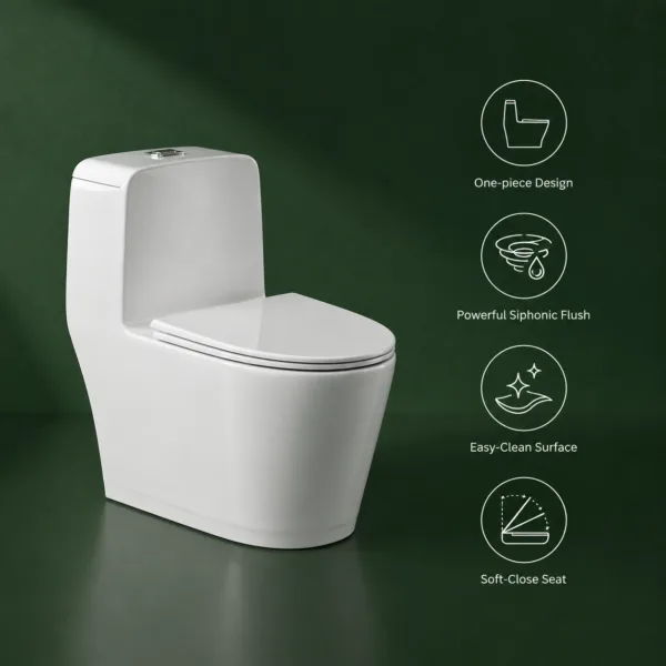 VONDDW S-trap 300mm Siphonic Fully Skirted Glossy White Modern One-piece Ceramic Toilet (1) VONDDW S-trap 300mm Siphonic Fully Skirted Glossy White Modern One-piece Ceramic Toilet