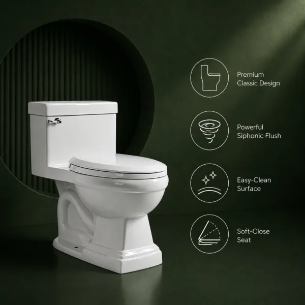 VONDDW S-trap 300mm Siphonic Fully Skirted Glossy White Modern Square One-piece Ceramic Toilet (1) VONDDW S-trap 300mm Siphonic Fully Skirted Glossy White Modern Square One-piece Ceramic Toilet