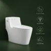 VONDDW: WC monoblocco in ceramica con sifone a S da 300 mm, base a gradini con bordatura completa, bianco lucido