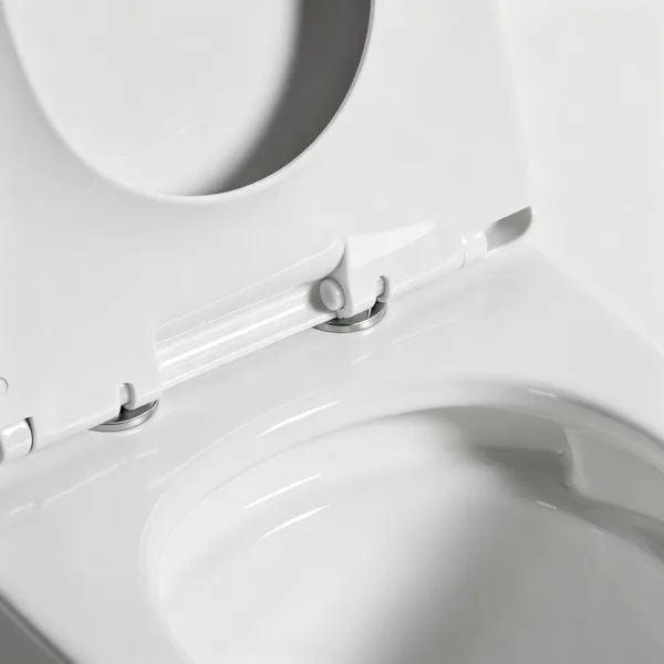 VONDDW: WC monoblocco in ceramica con sifone a S da 300 mm, base a gradini con bordatura completa, bianco lucido