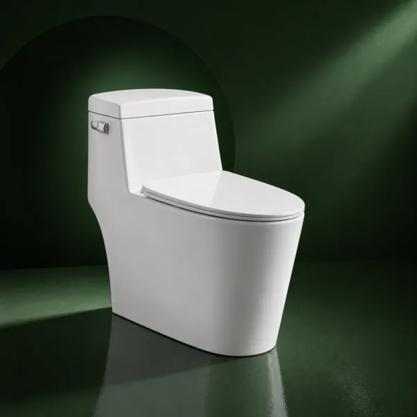 VONDDW: WC monoblocco in ceramica con sifone a S da 300 mm, base a gradini con bordatura completa, bianco lucido