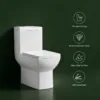 Cuvette de WC en céramique VONDDW, modèle S-trap, 300 mm, à siphon, entièrement jupée, blanc brillant, design géométrique en gradins, monobloc