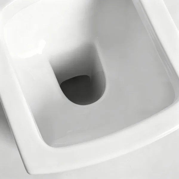Cuvette de WC en céramique VONDDW, modèle S-trap, 300 mm, à siphon, entièrement jupée, blanc brillant, design géométrique en gradins, monobloc