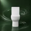Cuvette de WC en céramique VONDDW, modèle S-trap, 300 mm, à siphon, entièrement jupée, blanc brillant, design géométrique en gradins, monobloc