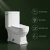 VONDDW S-trap 300 mm, con sifone, completamente rivestita, bianco lucido, con scanalature verticali, design geometrico, WC in ceramica monoblocco