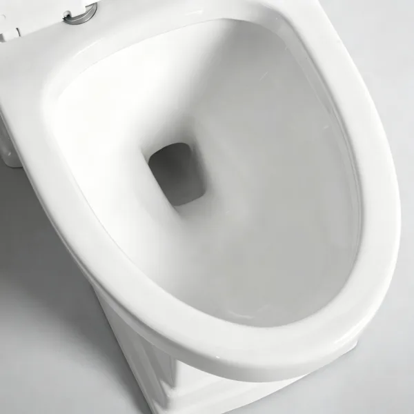 VONDDW S-trap 300 mm, con sifone, completamente rivestita, bianco lucido, con scanalature verticali, design geometrico, WC in ceramica monoblocco