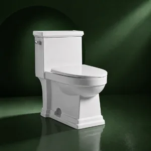 VONDDW S-trap 300mm Siphonic Fully Skirted Glossy White Vertically Fluted Geometric One-piece Ceramic Toilet
