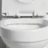 VONDDW S-trap 300 mm, con sifone, completamente rivestita, bianco lucido, con scanalature verticali, design geometrico, WC in ceramica monoblocco