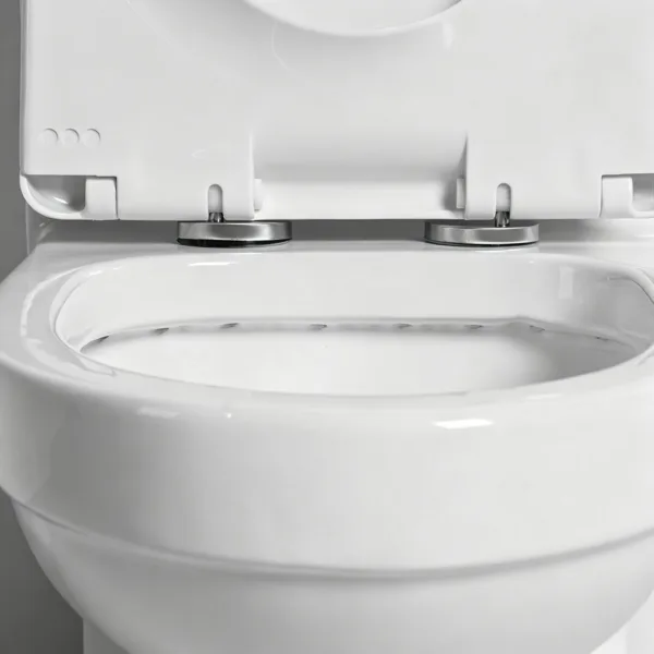 VONDDW S-trap 300 mm, con sifone, completamente rivestita, bianco lucido, con scanalature verticali, design geometrico, WC in ceramica monoblocco